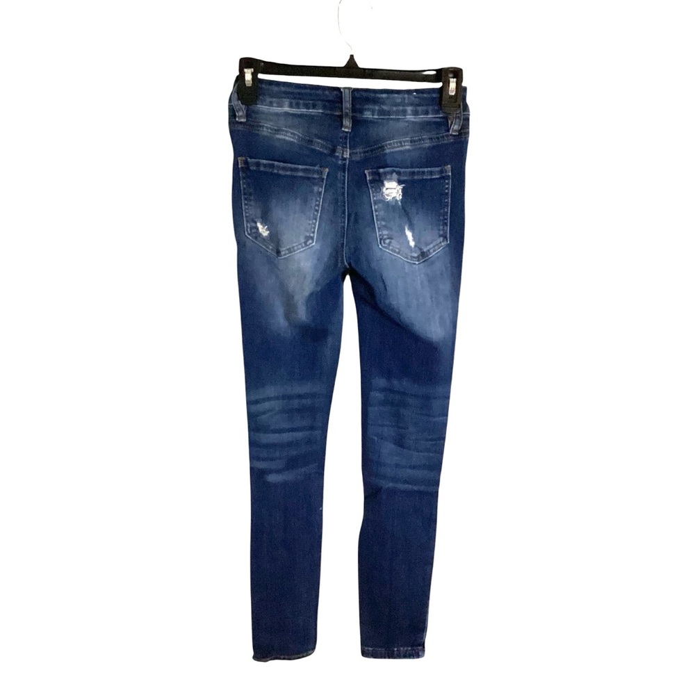 Rue21 Size 0 High Rise Dark Blue Distressed Ankle Jeggings - Picture 6 of 11